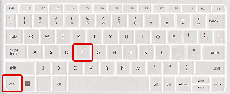 キーボードで「Ctrl」+「F」を押す キーボードで「Ctrl」+「F」を押す